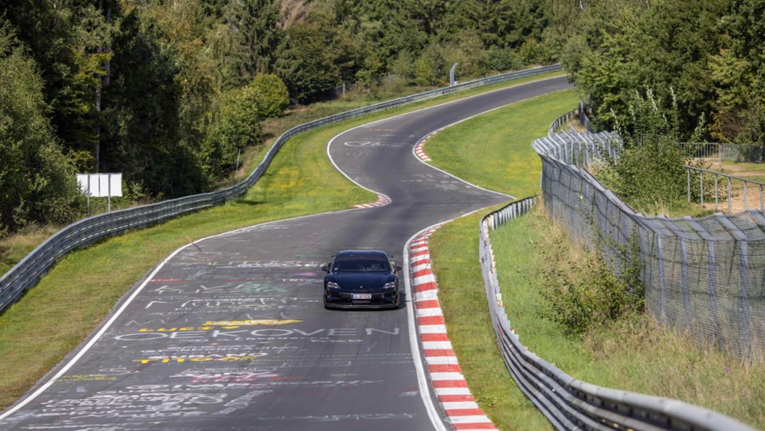 Taycan pre-series car, Nürburgring Nordschleife, 2024, Porsche AG