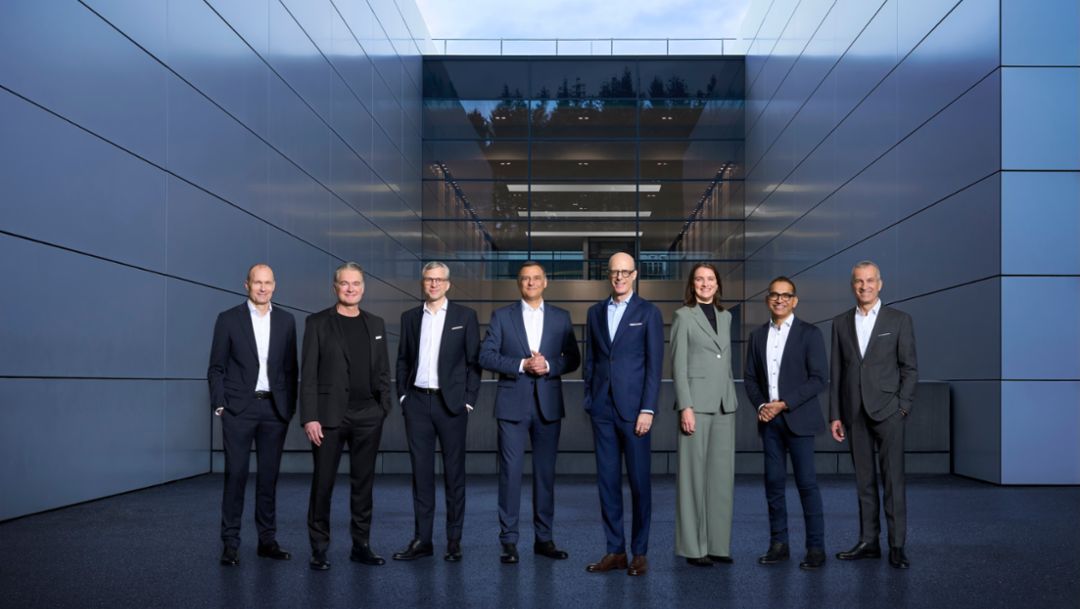 Joachim Scharnagl (Executive Board Procurement), Matthias Becker (Executive Sales and Marketing), Dr. Jochen Breckner (Executive Finance and IT), Dr. Michael Steiner (Deputy Chairman and Executive Research and Development), Dr. Michael Leiters  (Chairman of the Executive Board), Vera Schalwig (Executive Human Resources and Social Affairs), Sajjad Khan (Executive Car-IT), Albrecht Reimold (Member of the Executive Board, Production and Logistics), 2026, Porsche AG