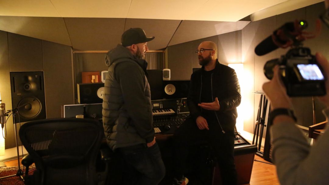Niko Hüls, Backspin, Michael Kurth, Rapper, l-r, Berlin, 2018, Porsche AG
