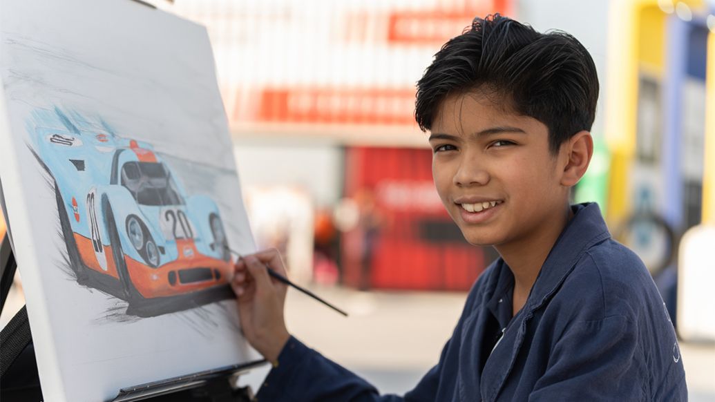 Aran La, junior school student from London, Icons of Porsche, Dubai, 2025, Porsche AG