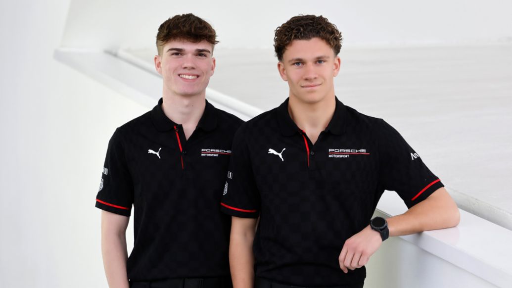 Theo Oeverhaus (GER), Porsche Junior 2025, Alessandro Ghiretti (FRA), Porsche Junior 2024/2025 (l-r), Porsche AG
