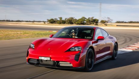 Taycan Turbo S establishes first EV lap record at The Bend