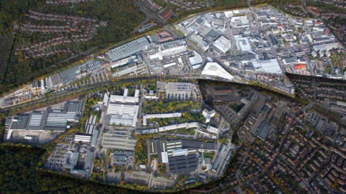 aerial view, Zuffenhausen, 2014, Porsche AG