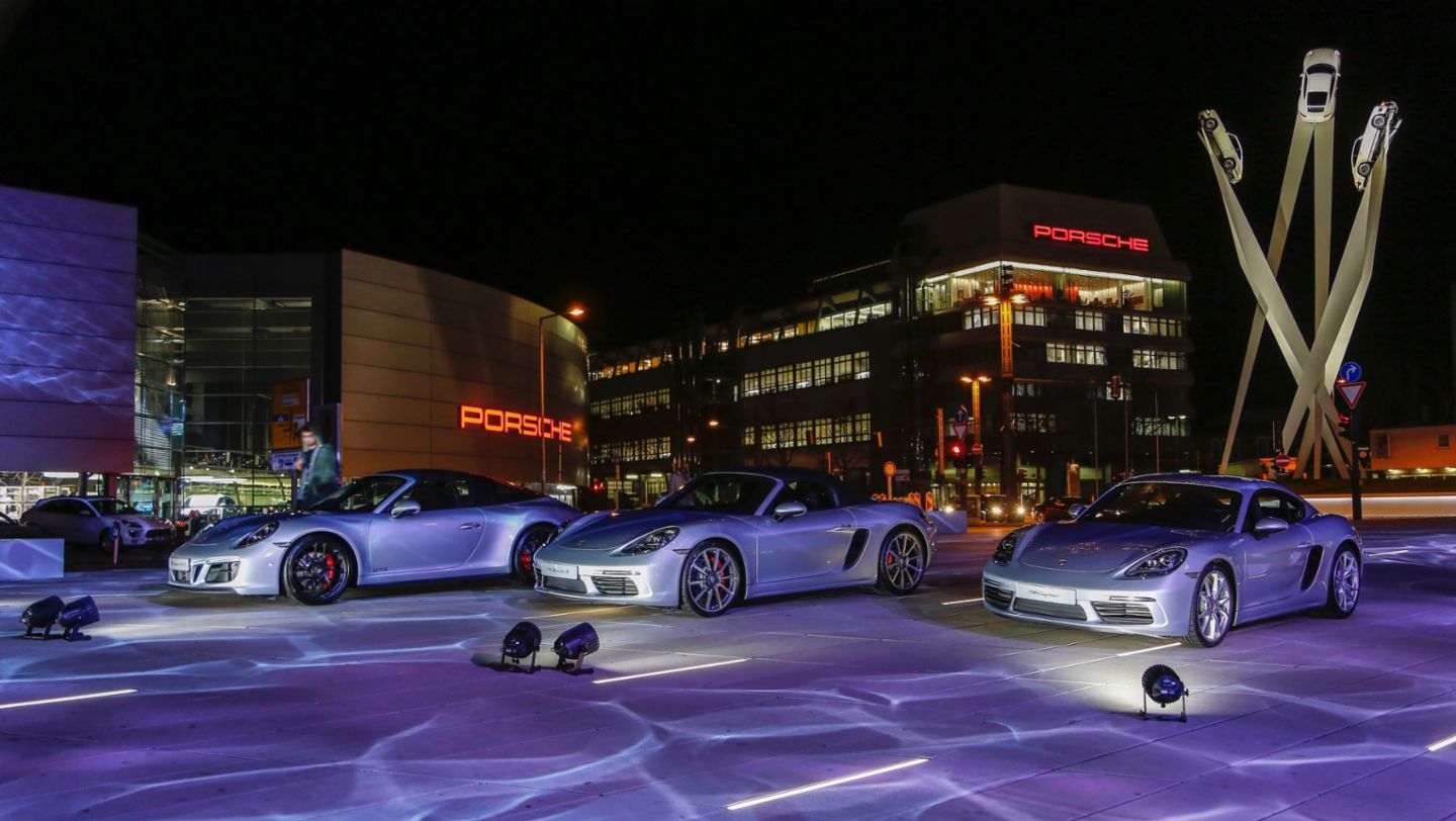 911 Targa 4 GTS, 718 Boxster S, 718 Cayman, Neujahrsempfang, Porsche Museum, 2018, Porsche AG