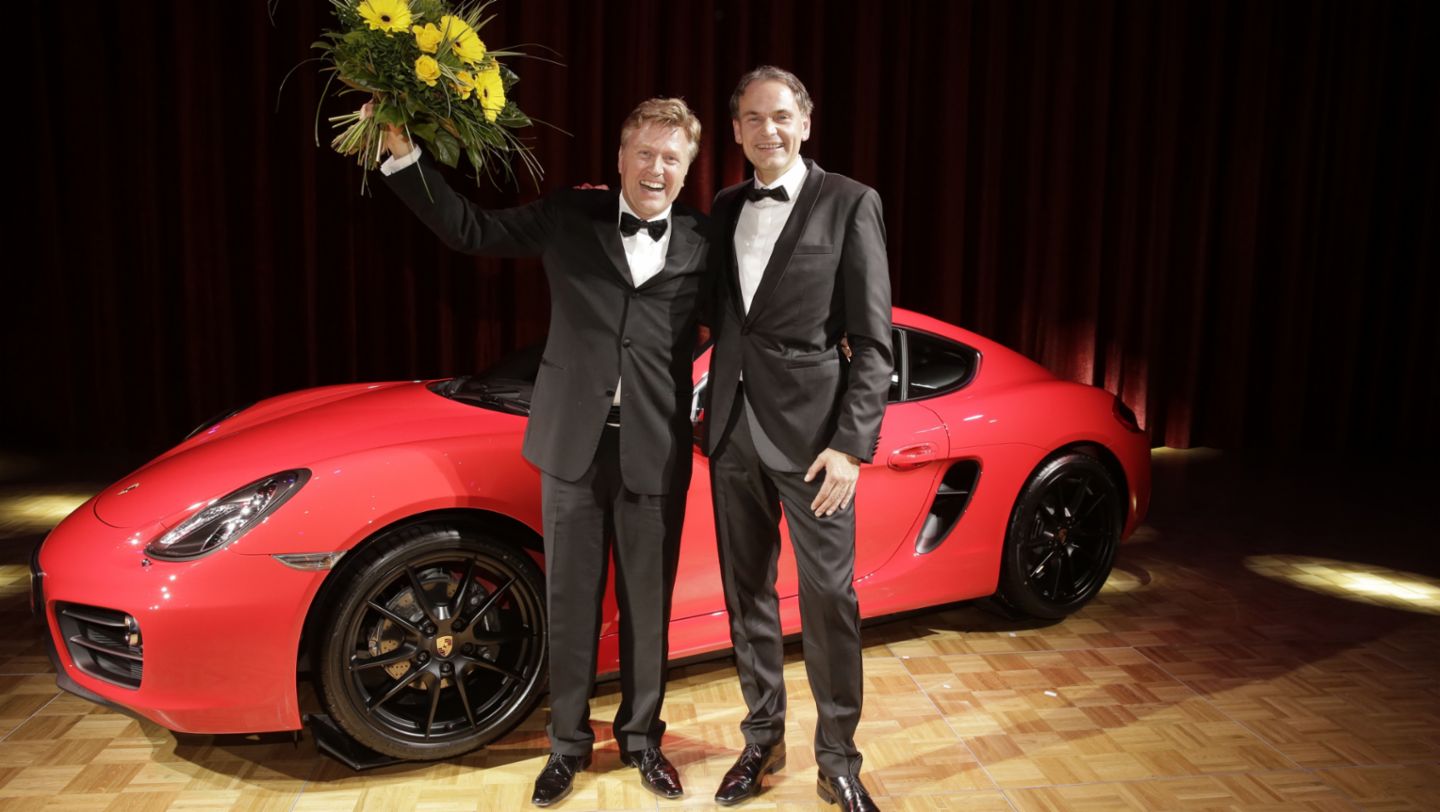 Cayman, Dr. Daniel Fingerle, Dr. Oliver Blume (l-r), 21. Leipziger Opernball 2015, Porsche AG